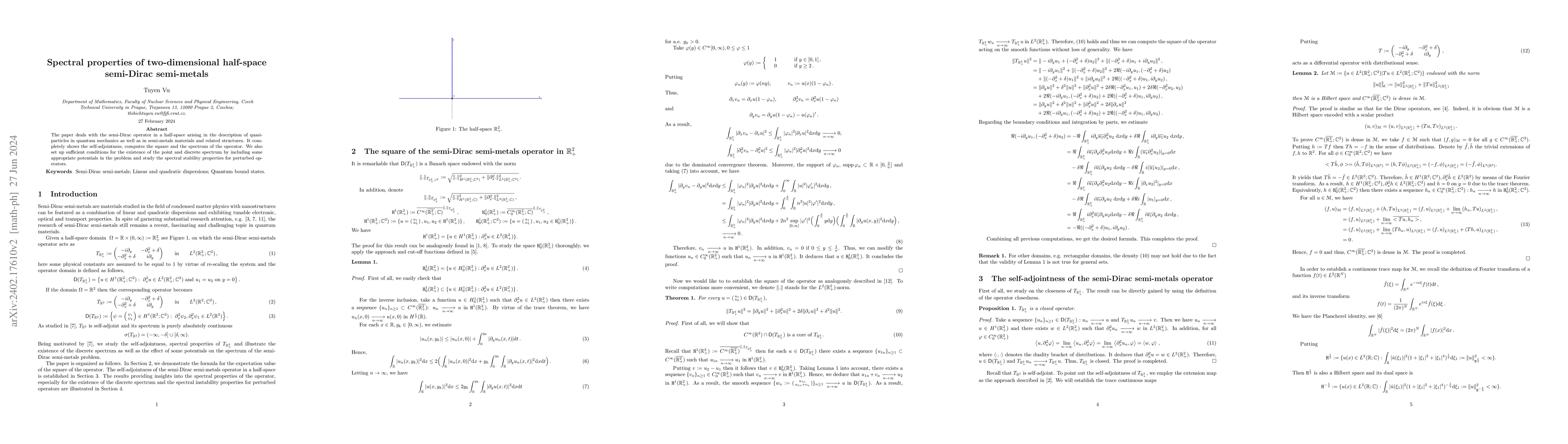 Thumbnail for Spectral properties of two-dimensional half-space semi-Dirac semi-metals