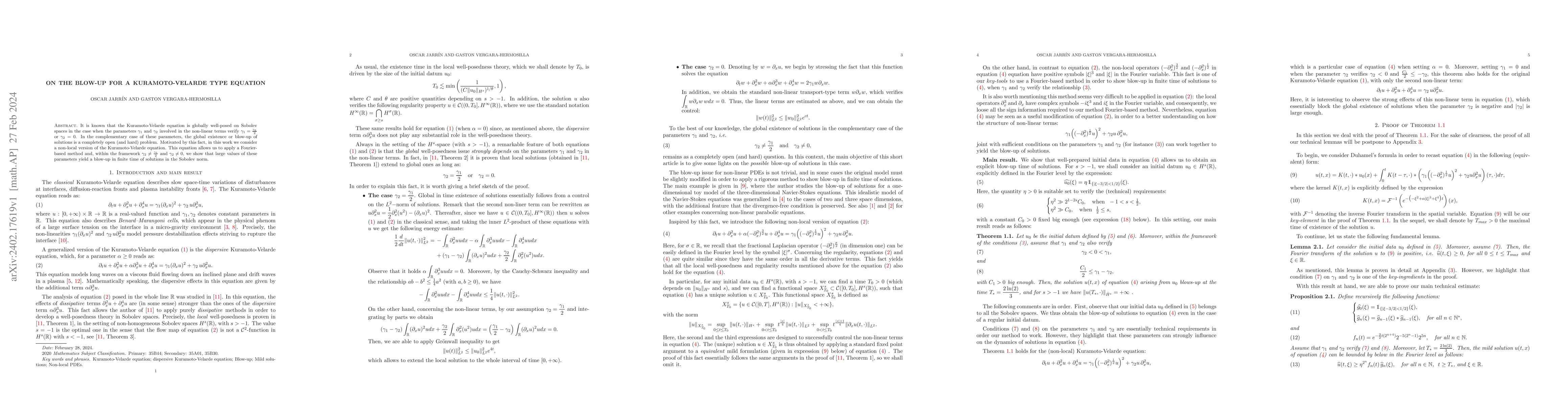 Thumbnail for On the blow-up for a Kuramoto-Velarde type equation