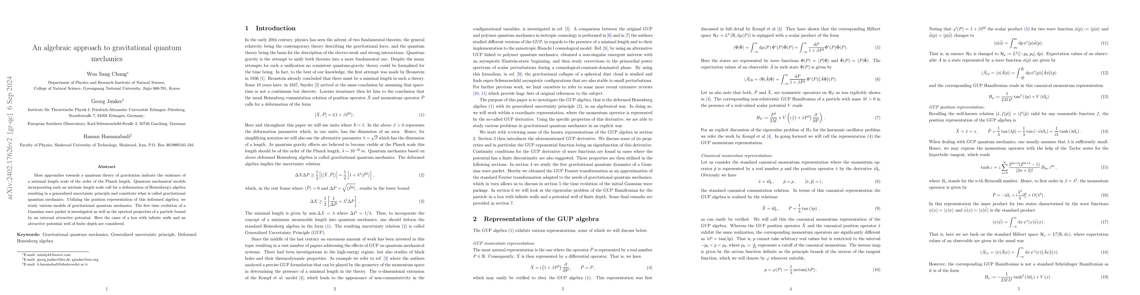 Thumbnail for An algebraic approach to gravitational quantum mechanics