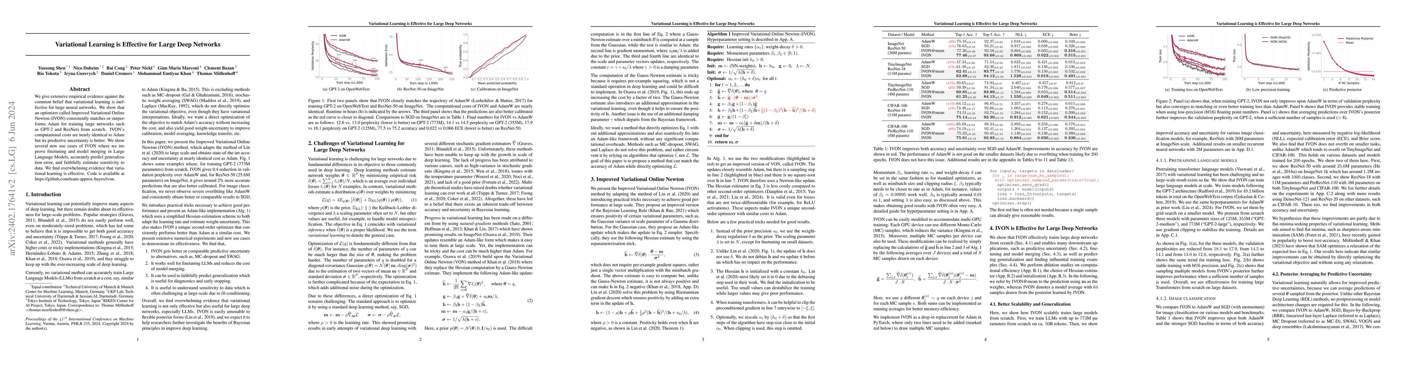 Thumbnail for Variational Learning is Effective for Large Deep Networks