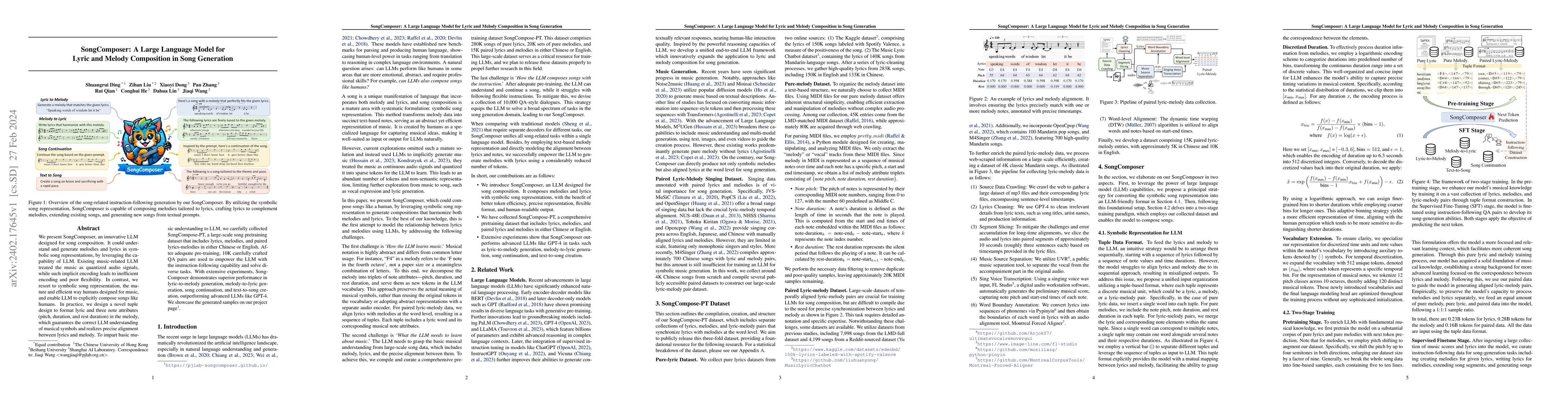 Thumbnail for SongComposer: A Large Language Model for Lyric and Melody Composition in
  Song Generation