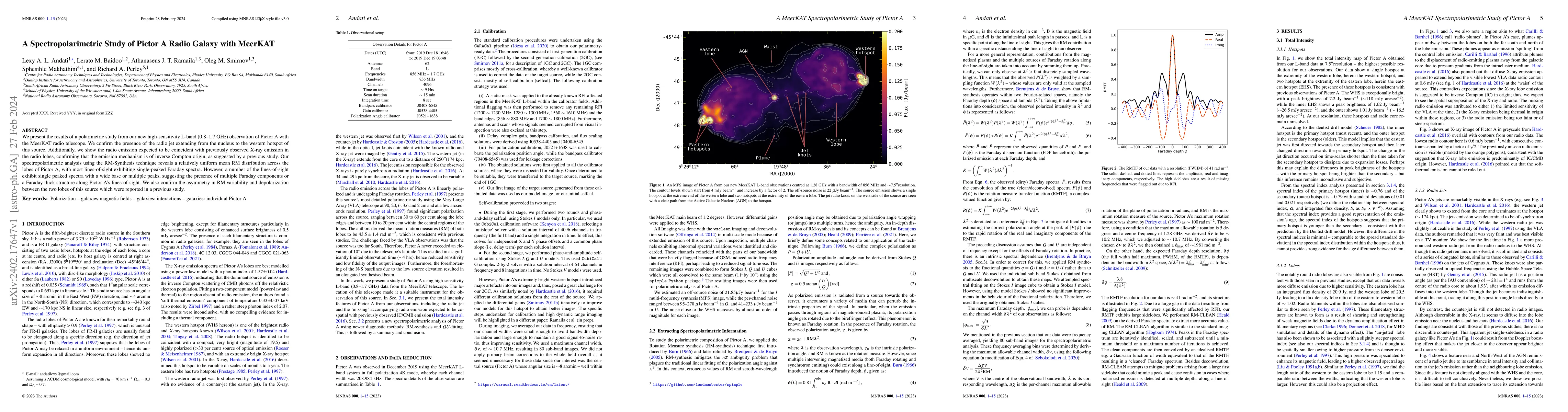 Thumbnail for A Spectropolarimetric Study of Pictor A Radio Galaxy with MeerKAT