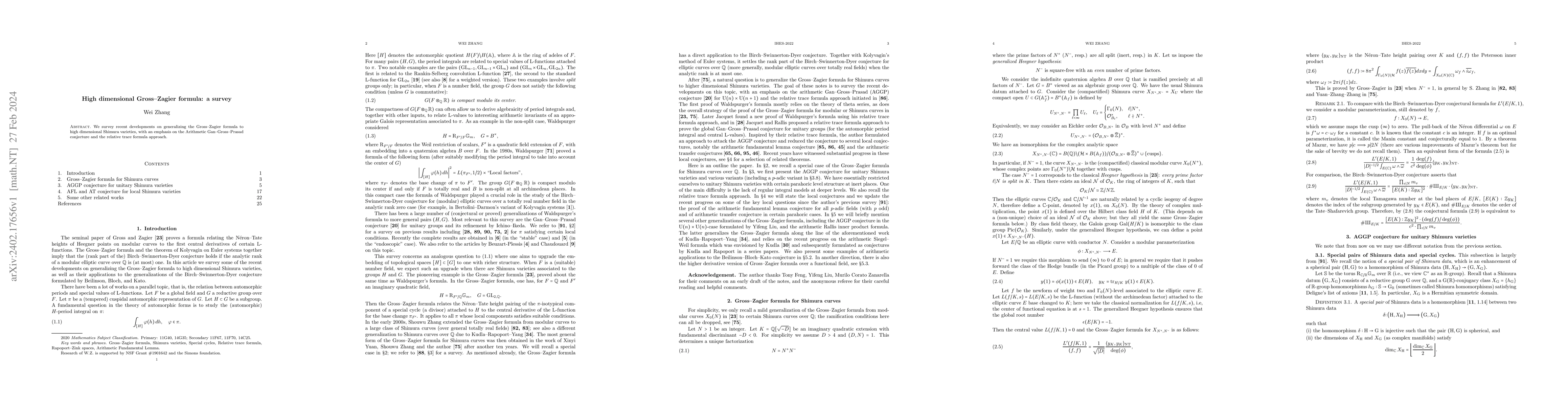 Thumbnail for High dimensional Gross--Zagier formula: a survey
