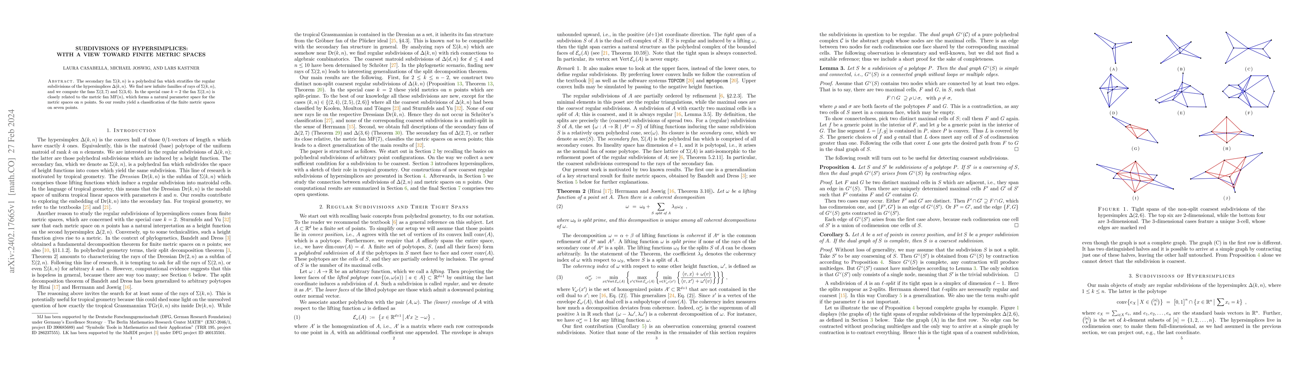 Thumbnail for Subdivisions of Hypersimplices: with a View Toward Finite Metric Spaces