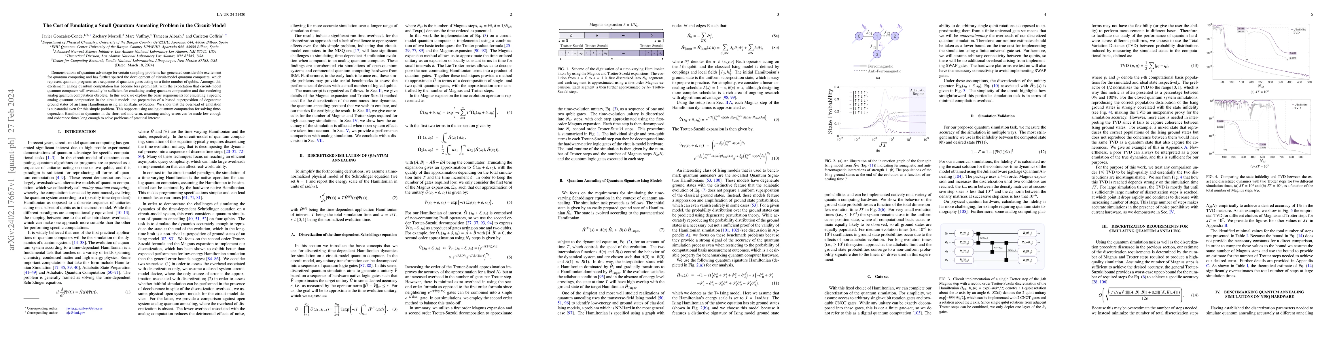 Thumbnail for The Cost of Emulating a Small Quantum Annealing Problem in the
  Circuit-Model
