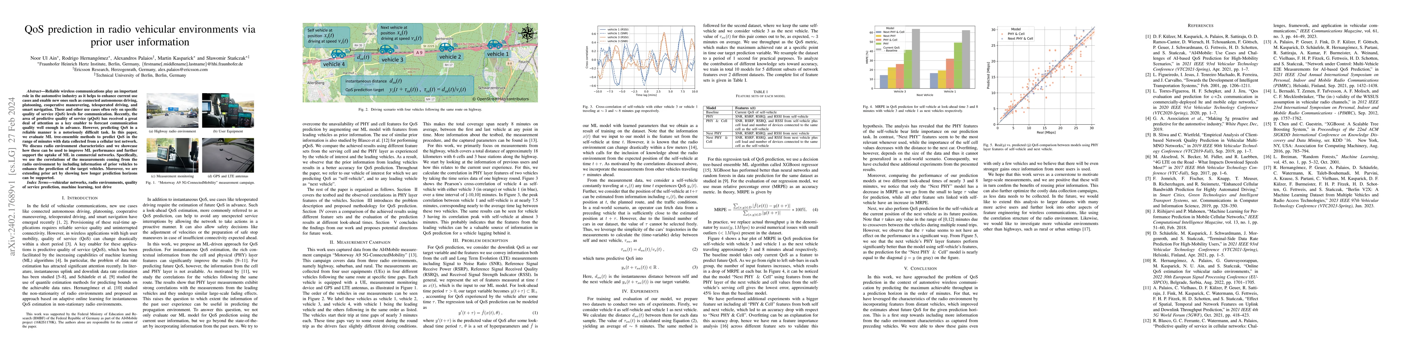 Thumbnail for QoS prediction in radio vehicular environments via prior user
  information