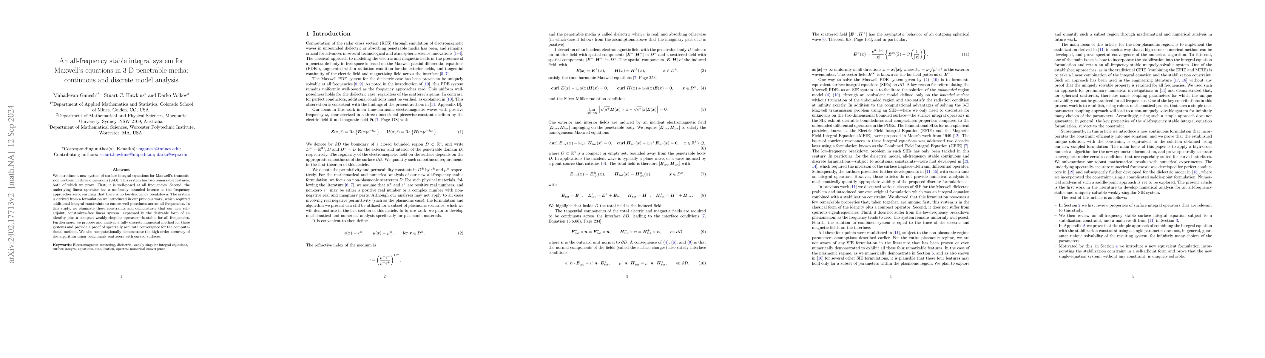 Thumbnail for An all-frequency stable surface integral equation algorithm for
  electromagnetism in 3-D unbounded penetrable media: Continuous and
  fully-discrete model analysis