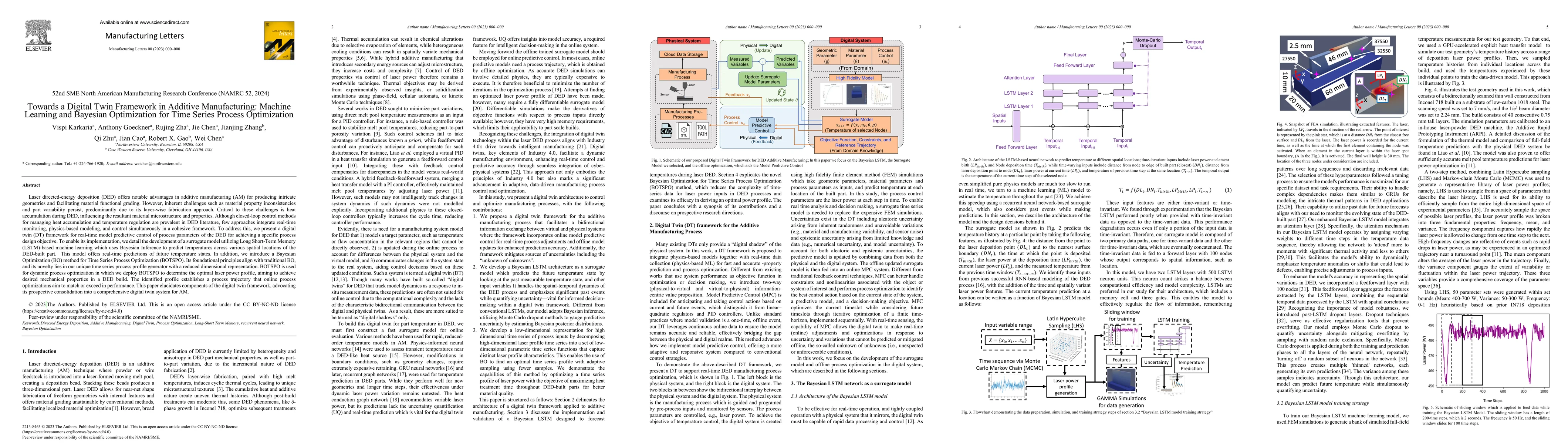 Thumbnail for Towards a Digital Twin Framework in Additive Manufacturing: Machine
  Learning and Bayesian Optimization for Time Series Process Optimization