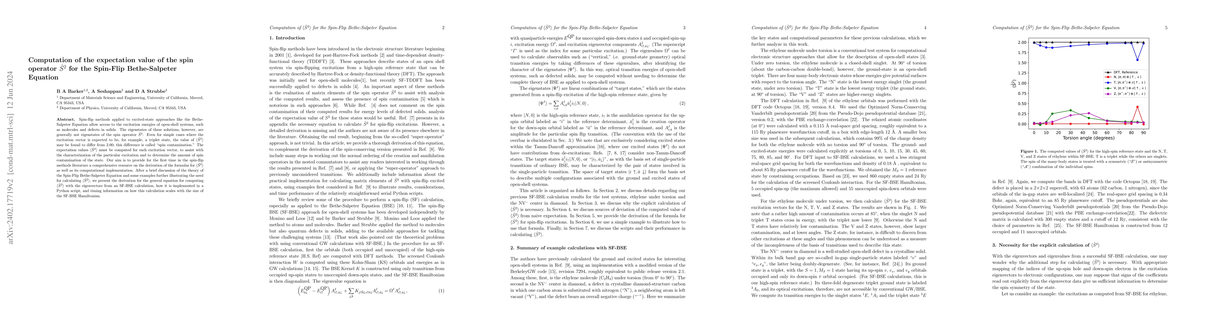 Thumbnail for Computation of the expectation value of the spin operator $\hat{S}^2$
  for the Spin-Flip Bethe-Salpeter Equation