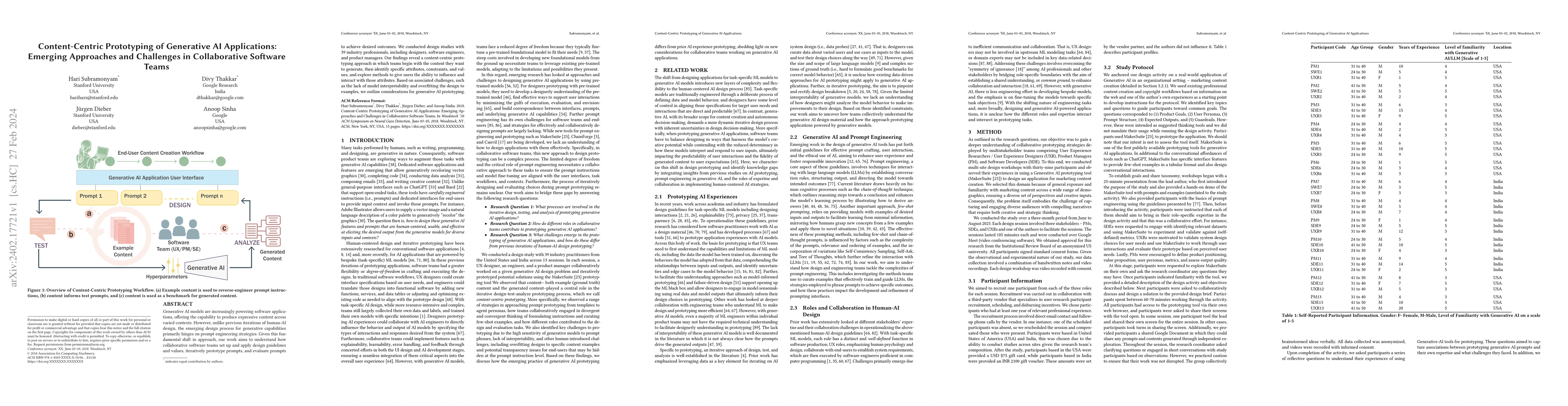 Thumbnail for Content-Centric Prototyping of Generative AI Applications: Emerging
  Approaches and Challenges in Collaborative Software Teams