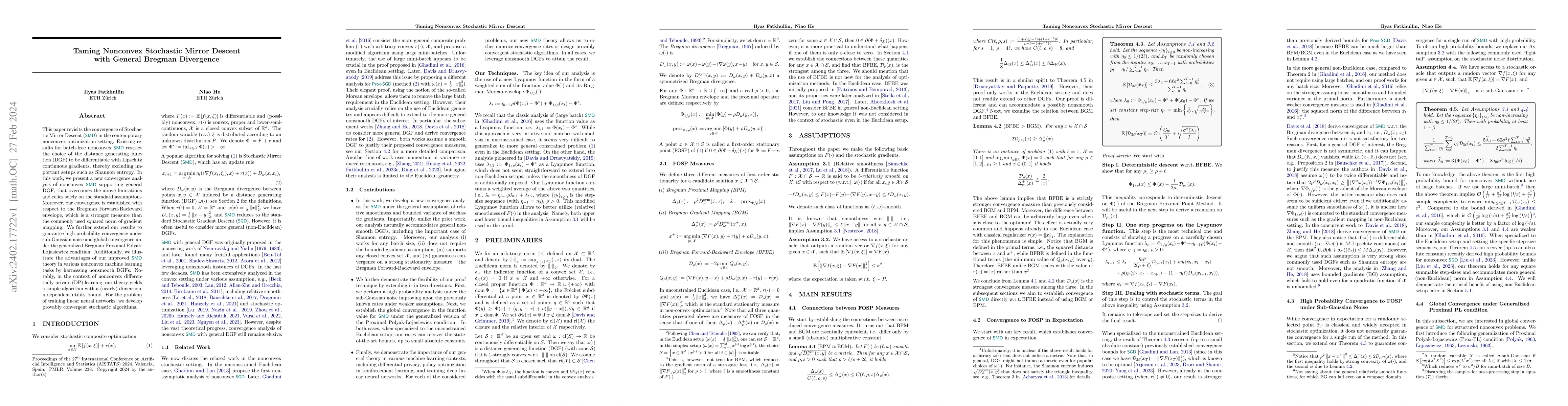 Thumbnail for Taming Nonconvex Stochastic Mirror Descent with General Bregman
  Divergence