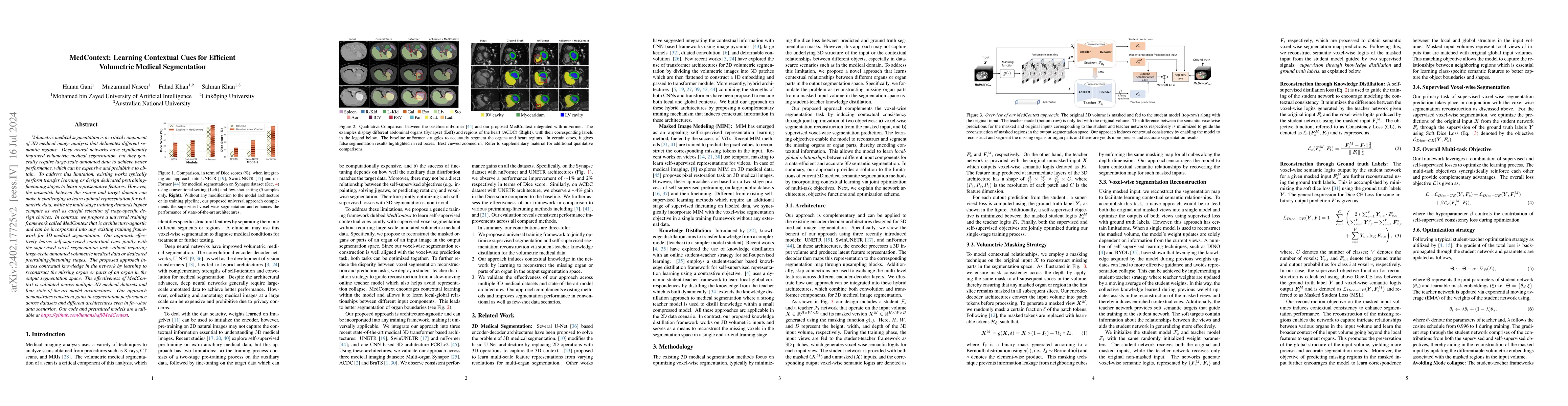 Thumbnail for MedContext: Learning Contextual Cues for Efficient Volumetric Medical
  Segmentation