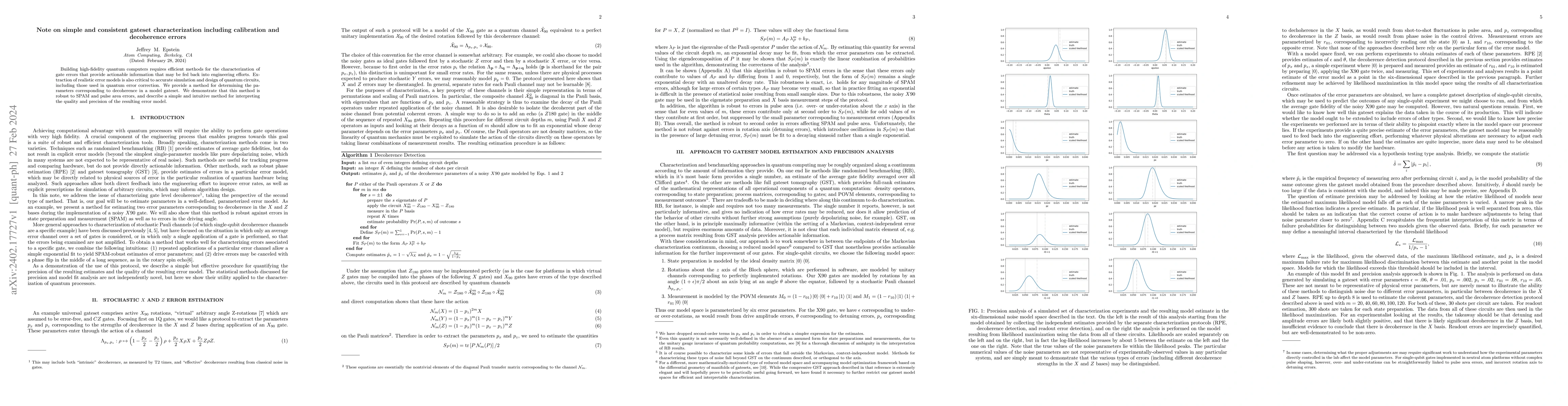 Thumbnail for Note on simple and consistent gateset characterization including
  calibration and decoherence errors