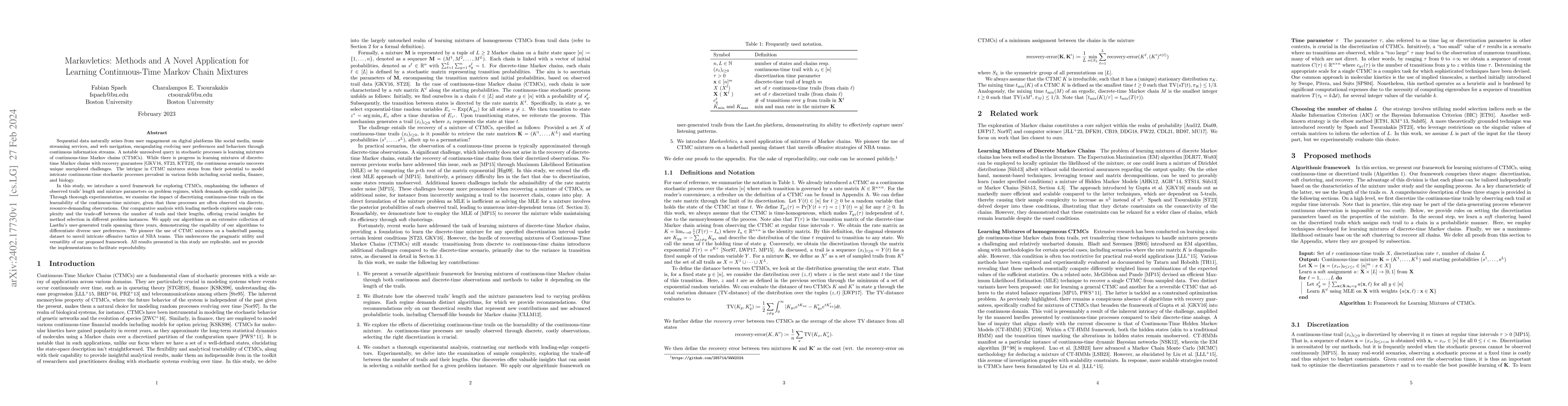 Thumbnail for Markovletics: Methods and A Novel Application for Learning
  Continuous-Time Markov Chain Mixtures