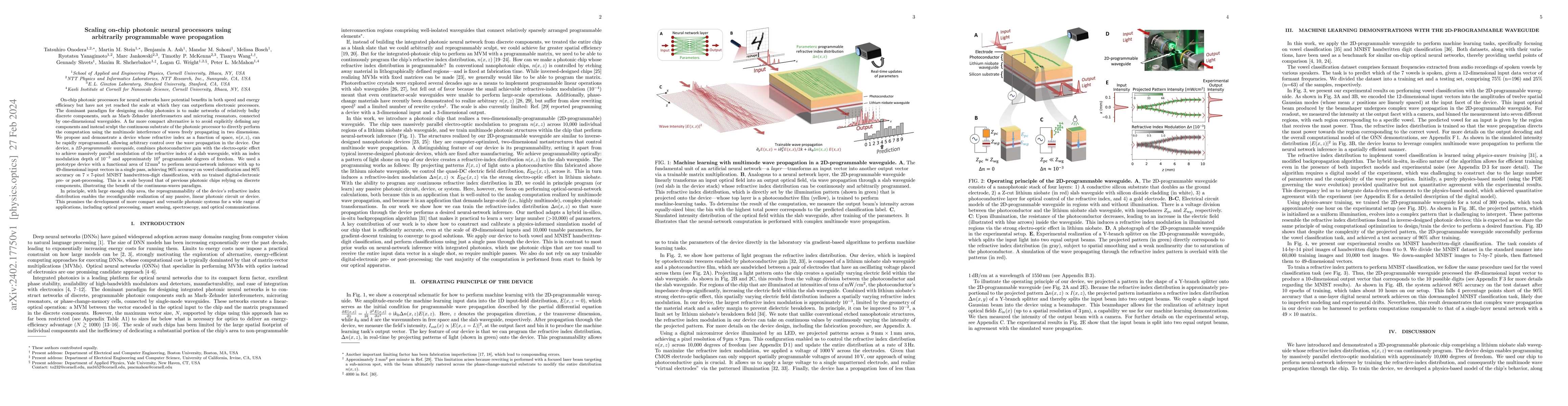 Thumbnail for Scaling on-chip photonic neural processors using arbitrarily
  programmable wave propagation