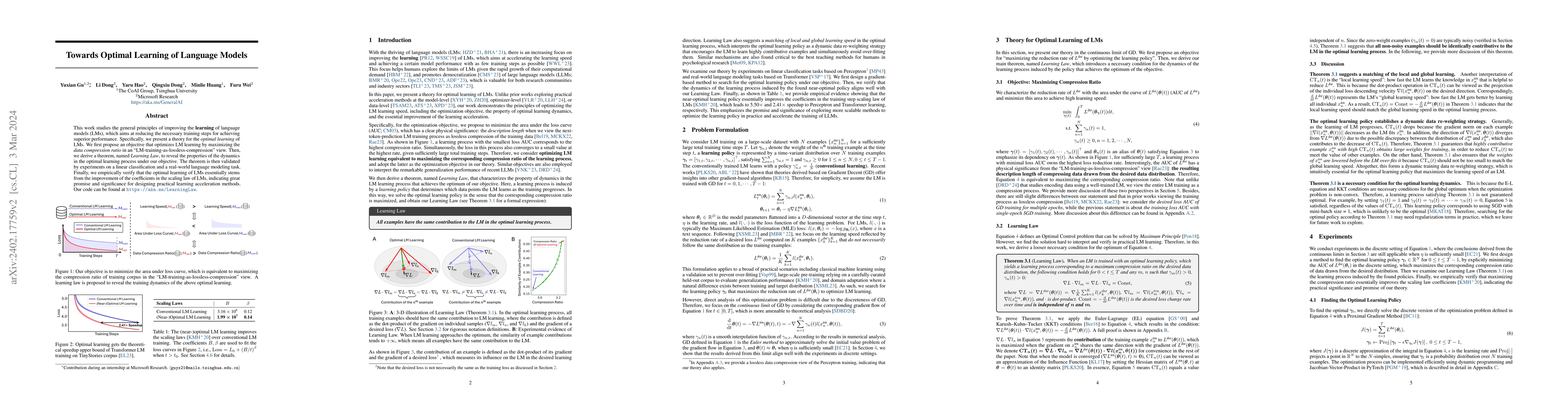 Thumbnail for Towards Optimal Learning of Language Models