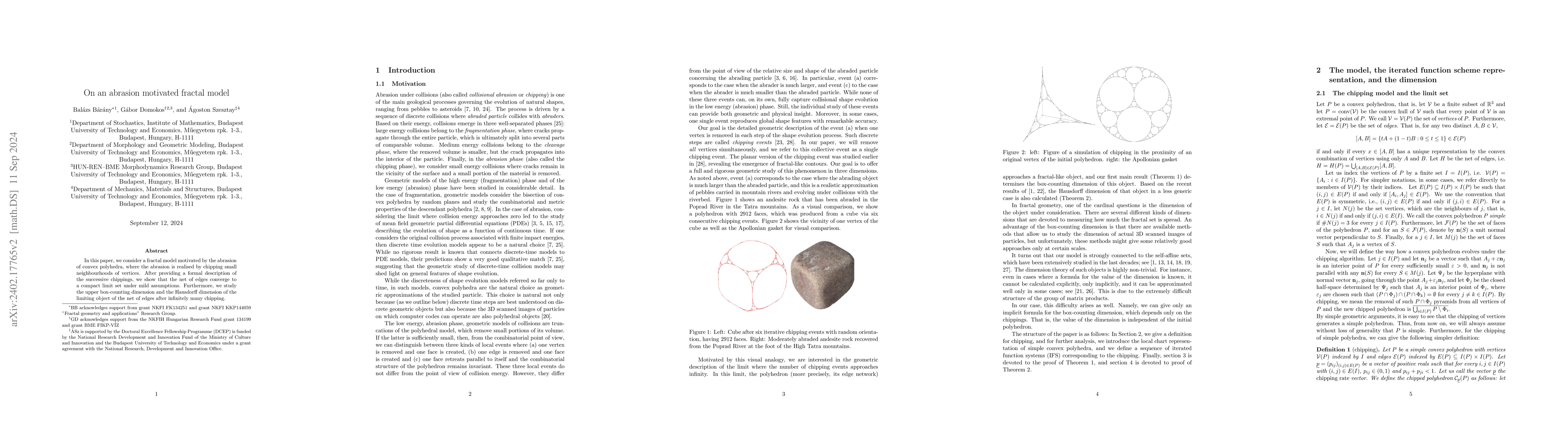 Thumbnail for On an abrasion motivated fractal model