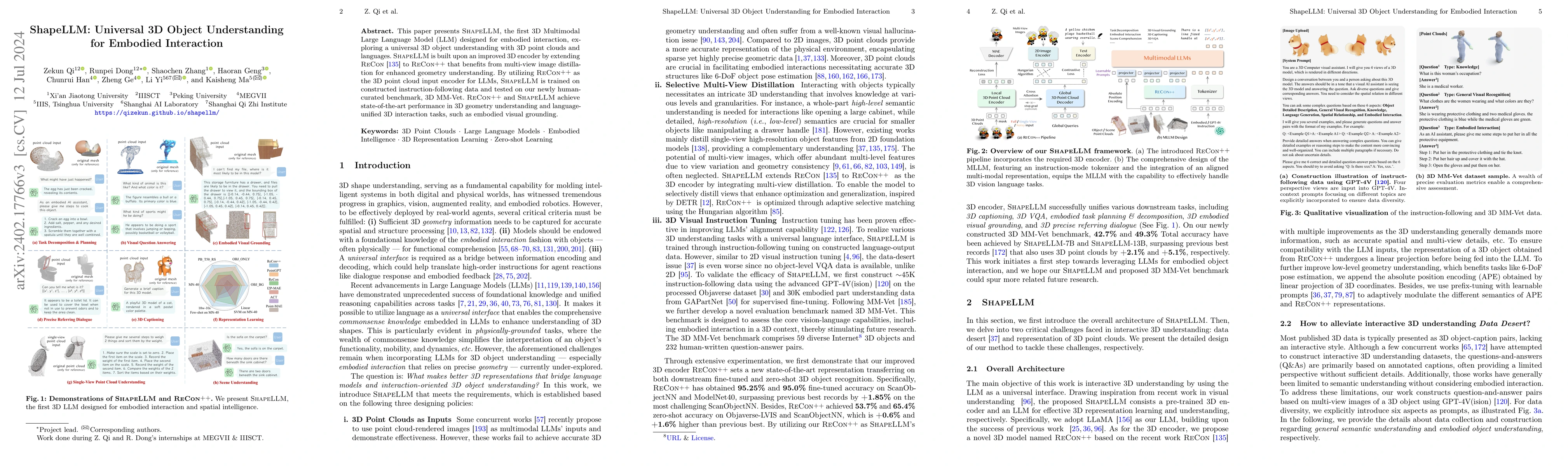 Thumbnail for ShapeLLM: Universal 3D Object Understanding for Embodied Interaction