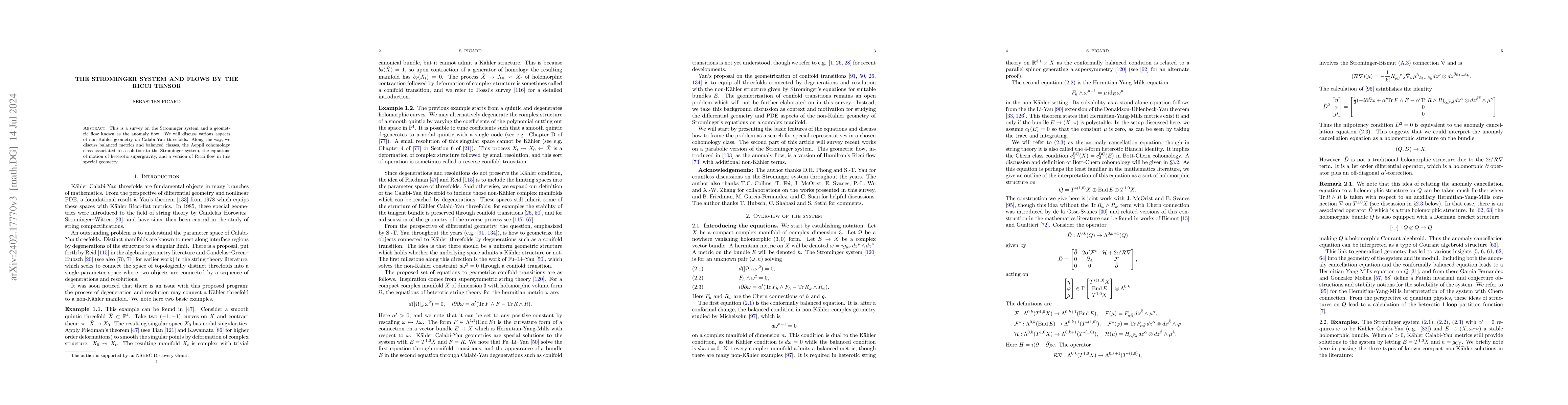 Thumbnail for The Strominger System and Flows by the Ricci Tensor