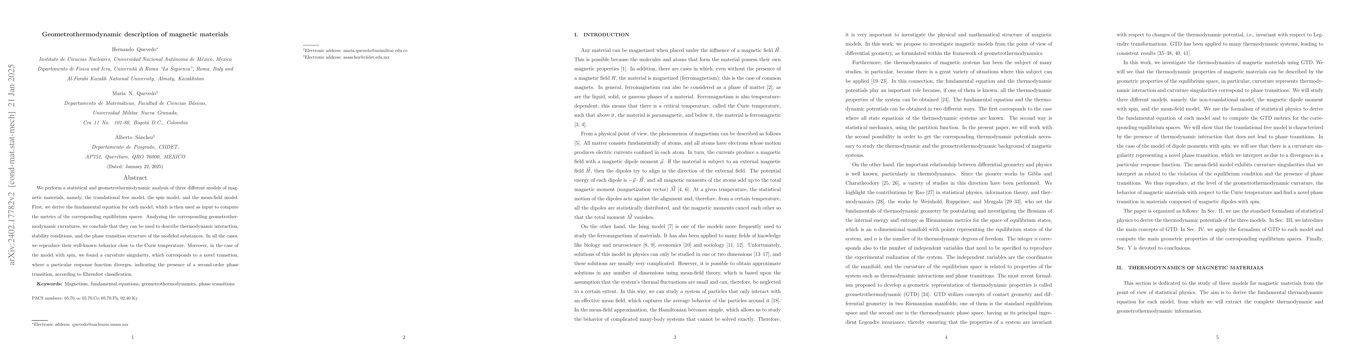 Thumbnail for Geometrothermodynamic description of magnetic materials