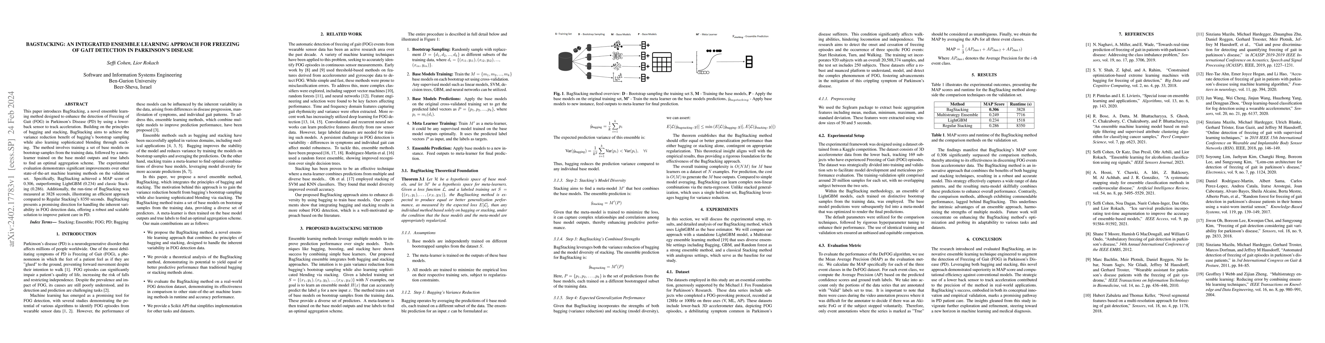 Thumbnail for BagStacking: An Integrated Ensemble Learning Approach for Freezing of
  Gait Detection in Parkinson's Disease
