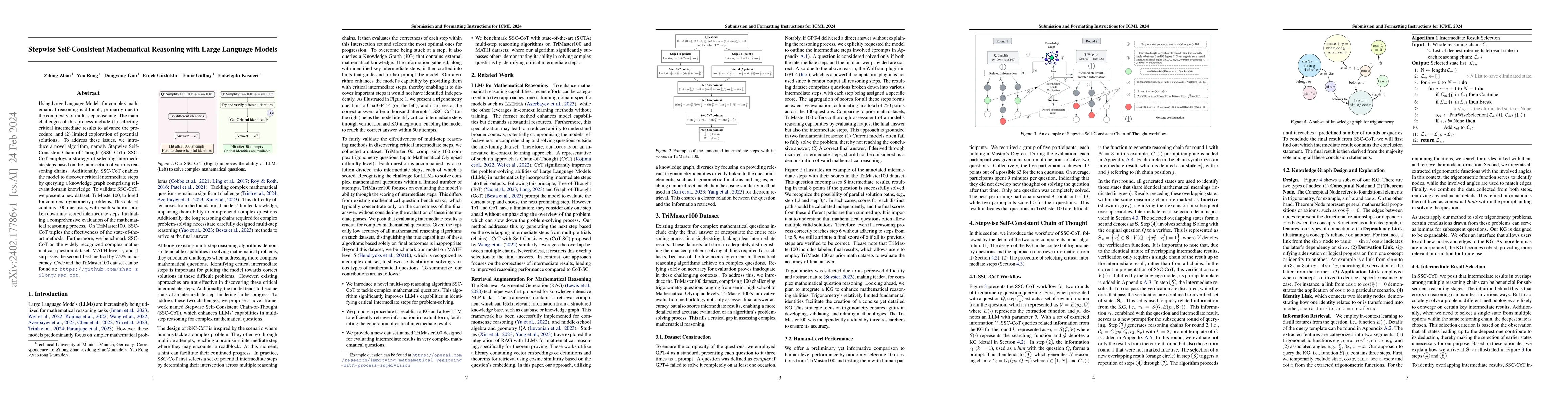 Thumbnail for Stepwise Self-Consistent Mathematical Reasoning with Large Language
  Models