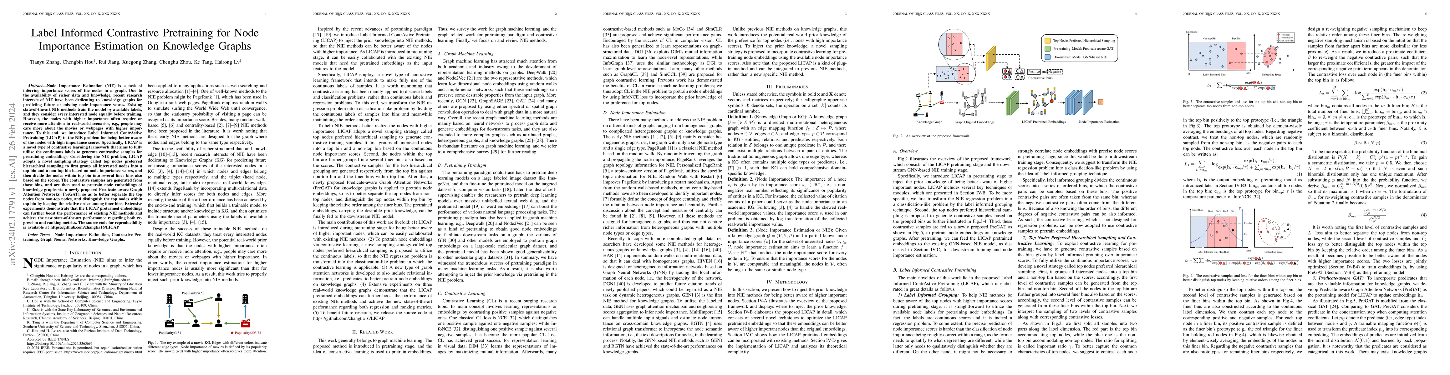 Thumbnail for Label Informed Contrastive Pretraining for Node Importance Estimation on
  Knowledge Graphs