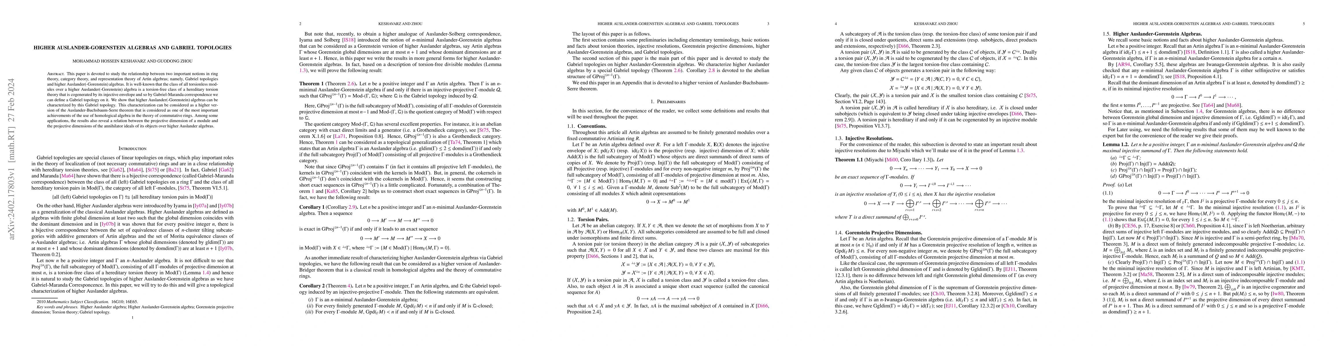 Thumbnail for Higher Auslander-Gorenstein Algebras And Gabriel Topologies
