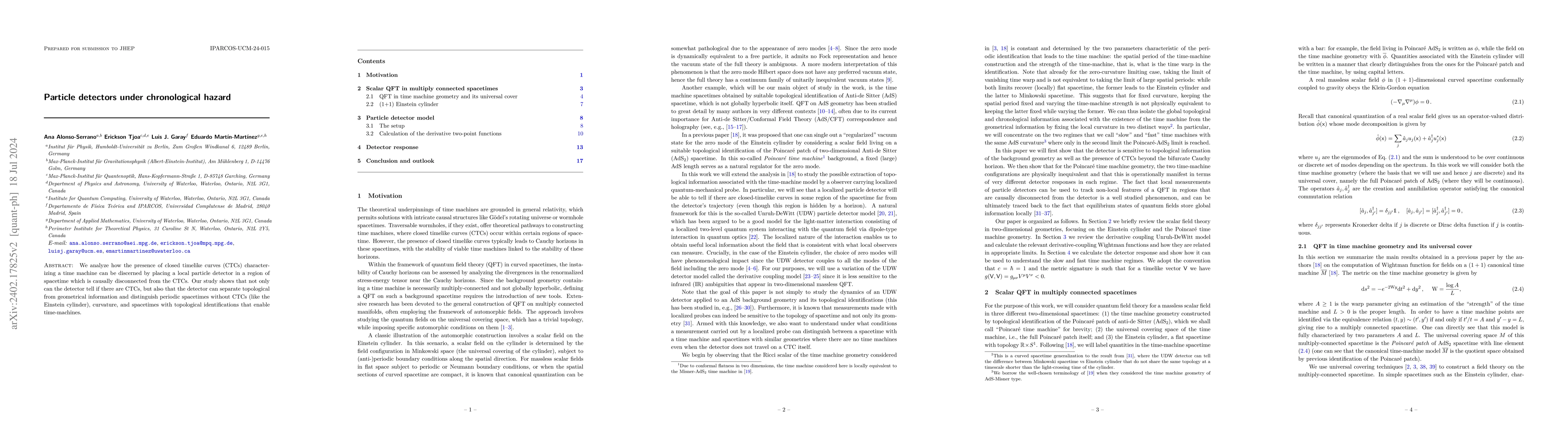 Thumbnail for Particle detectors under chronological hazard
