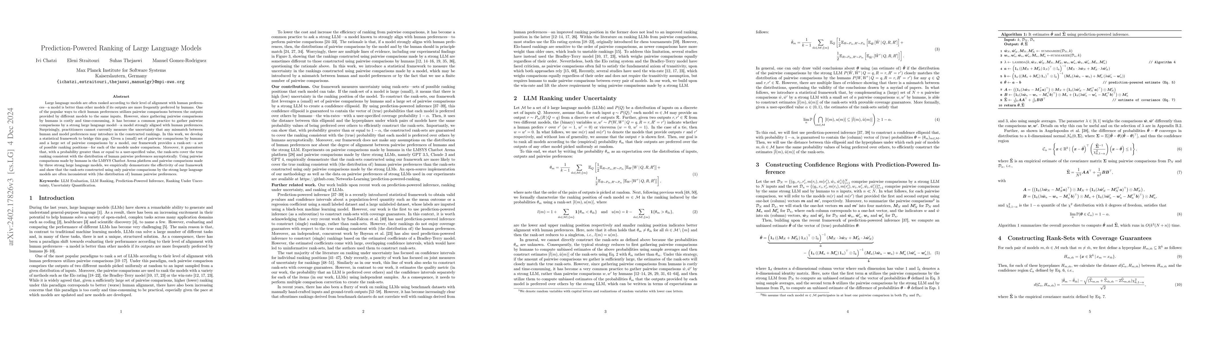 Thumbnail for Prediction-Powered Ranking of Large Language Models
