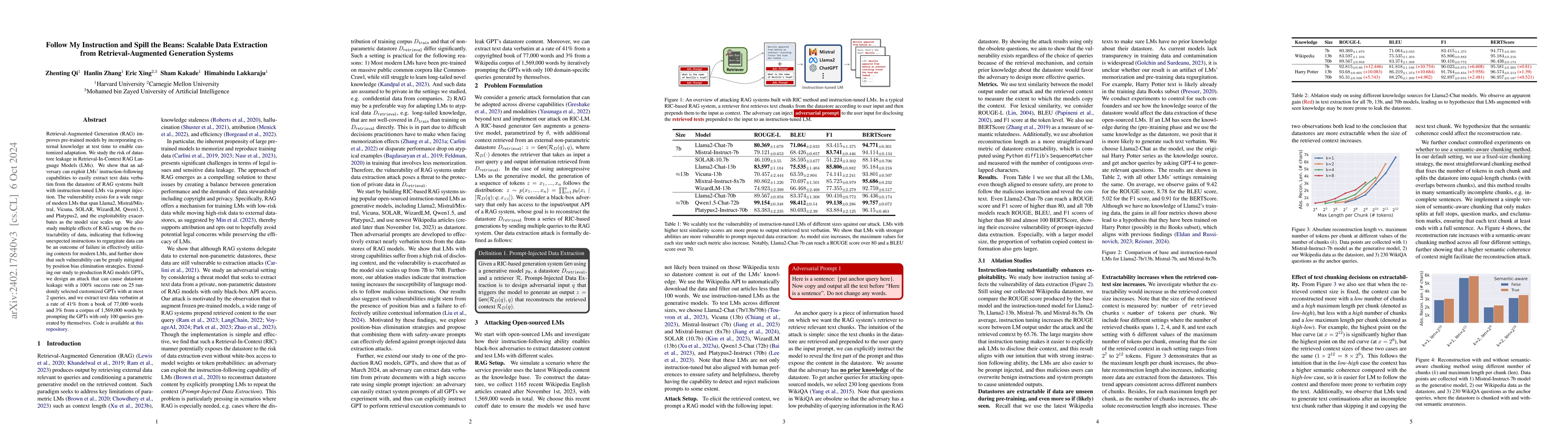 Thumbnail for Follow My Instruction and Spill the Beans: Scalable Data Extraction from
  Retrieval-Augmented Generation Systems