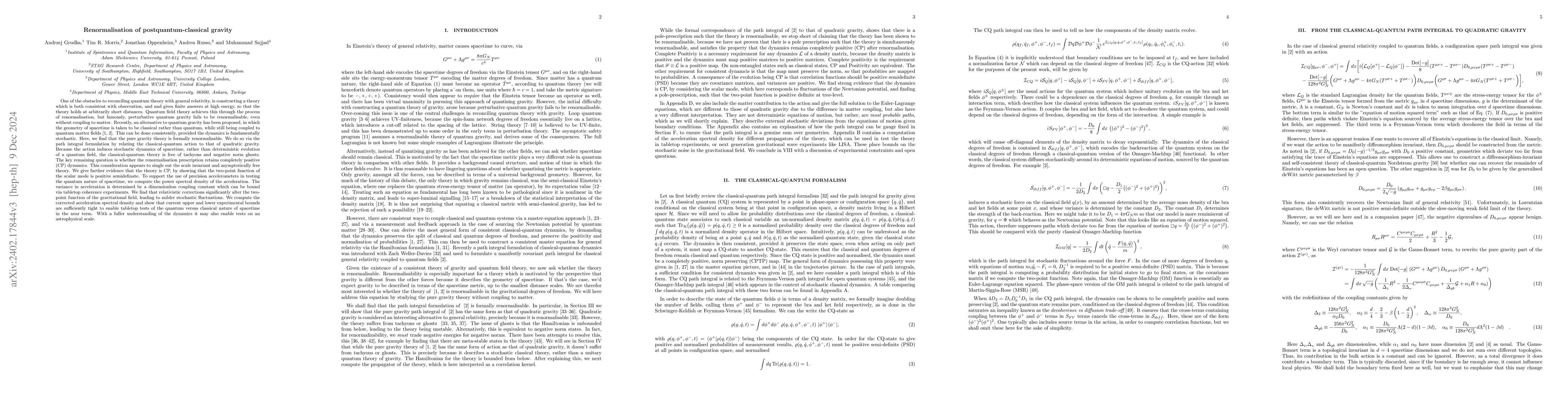 Thumbnail for Renormalisation of postquantum-classical gravity