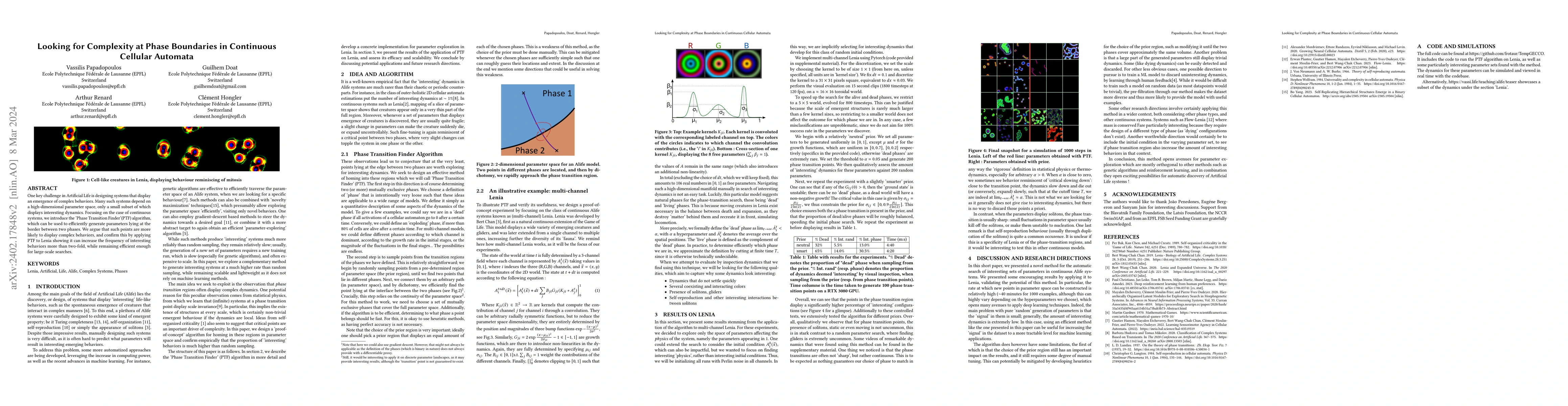 Thumbnail for Looking for Complexity at Phase Boundaries in Continuous Cellular
  Automata