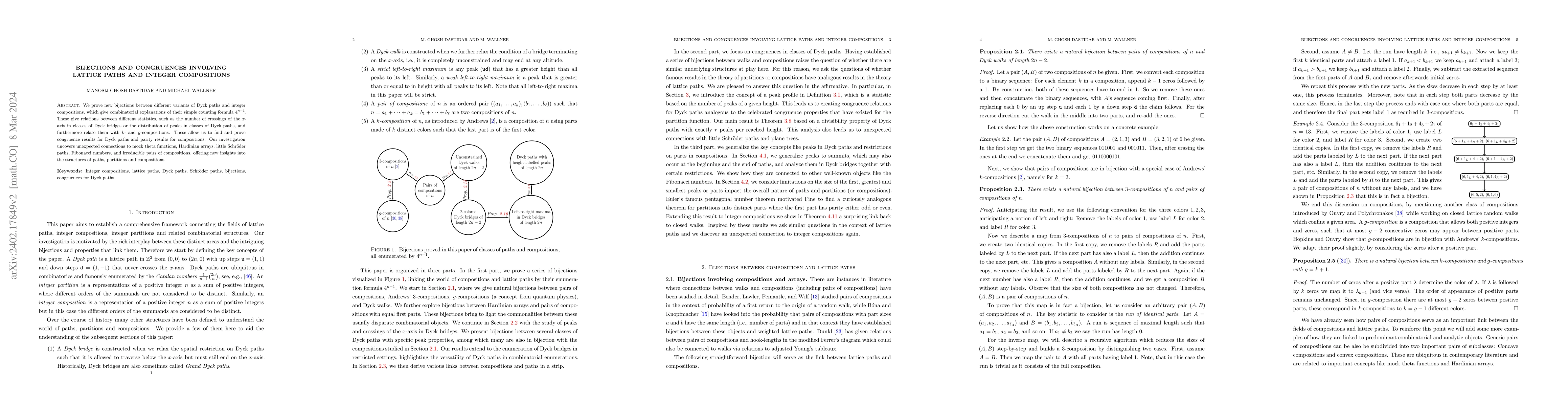 Thumbnail for Bijections and congruences involving lattice paths and integer
  compositions