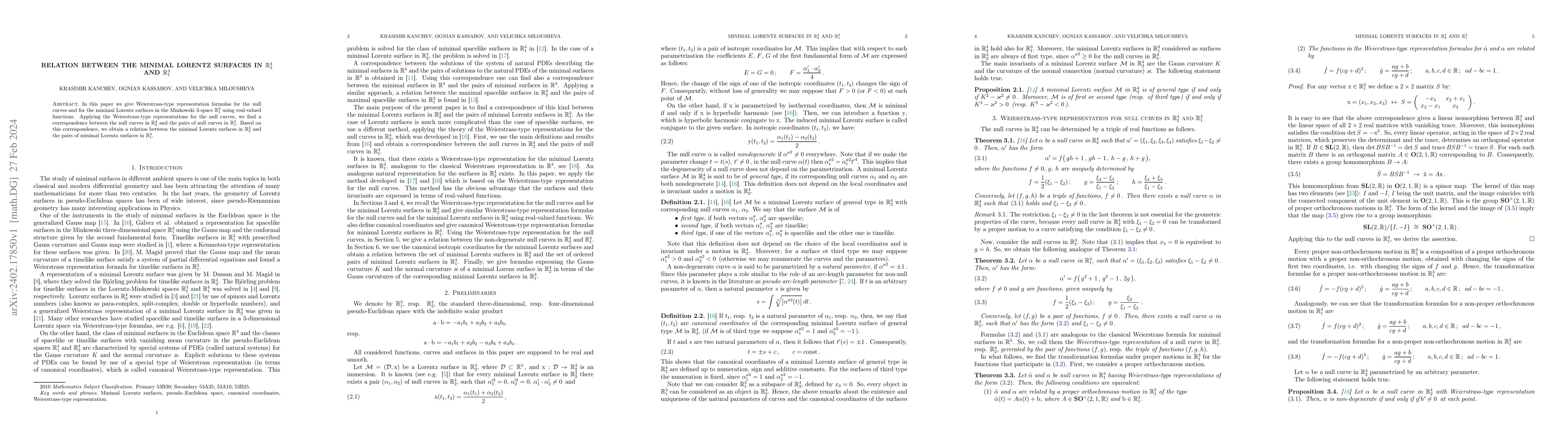 Thumbnail for Relation between the minimal Lorentz surfaces in $\mathbb R^4_2$ and
  $\mathbb R^3_1$