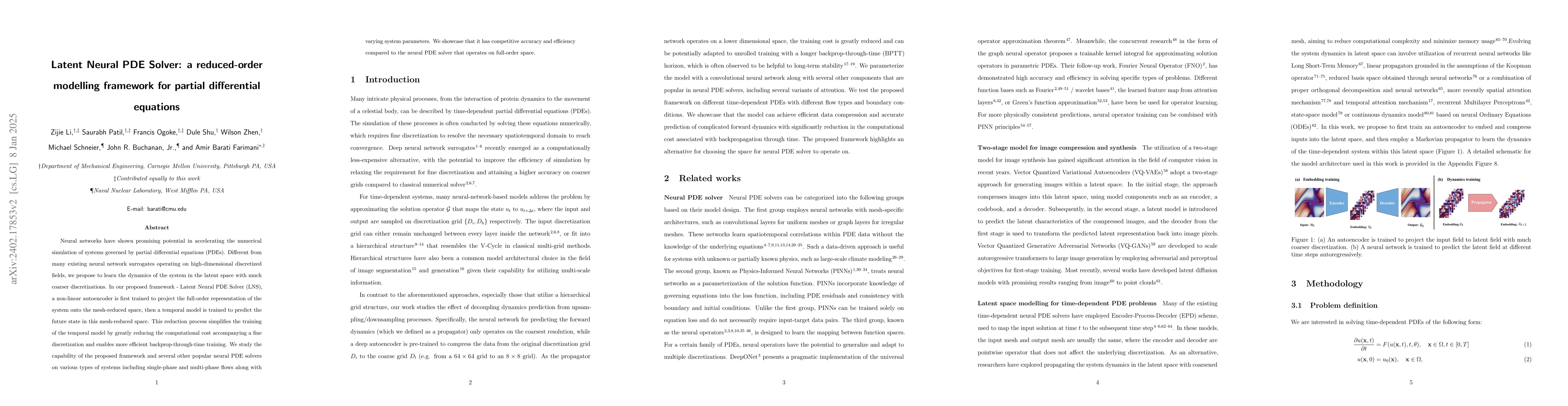 Thumbnail for Latent Neural PDE Solver: a reduced-order modelling framework for
  partial differential equations