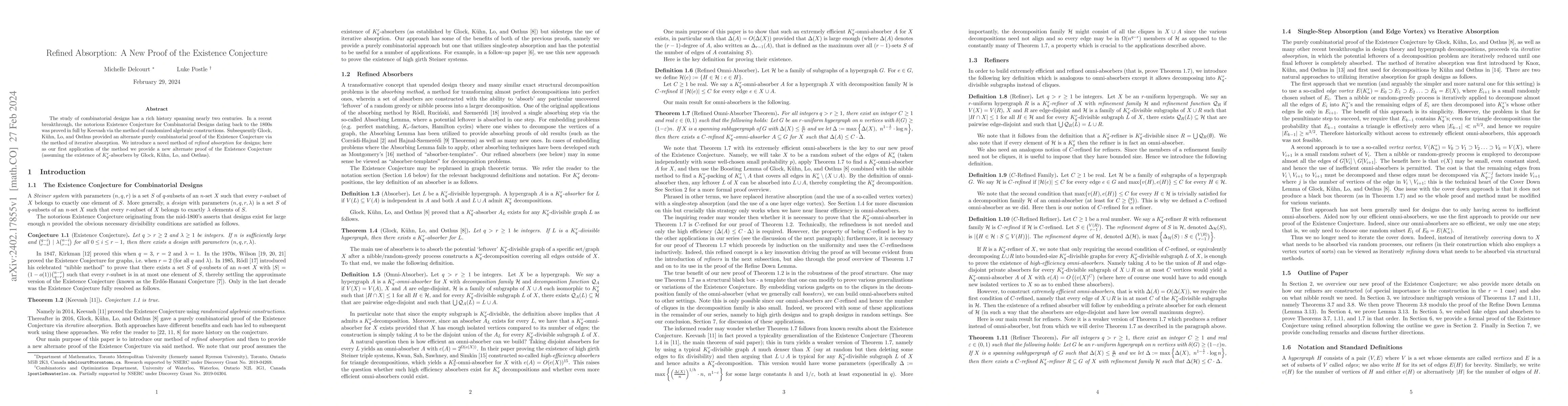 Thumbnail for Refined Absorption: A New Proof of the Existence Conjecture