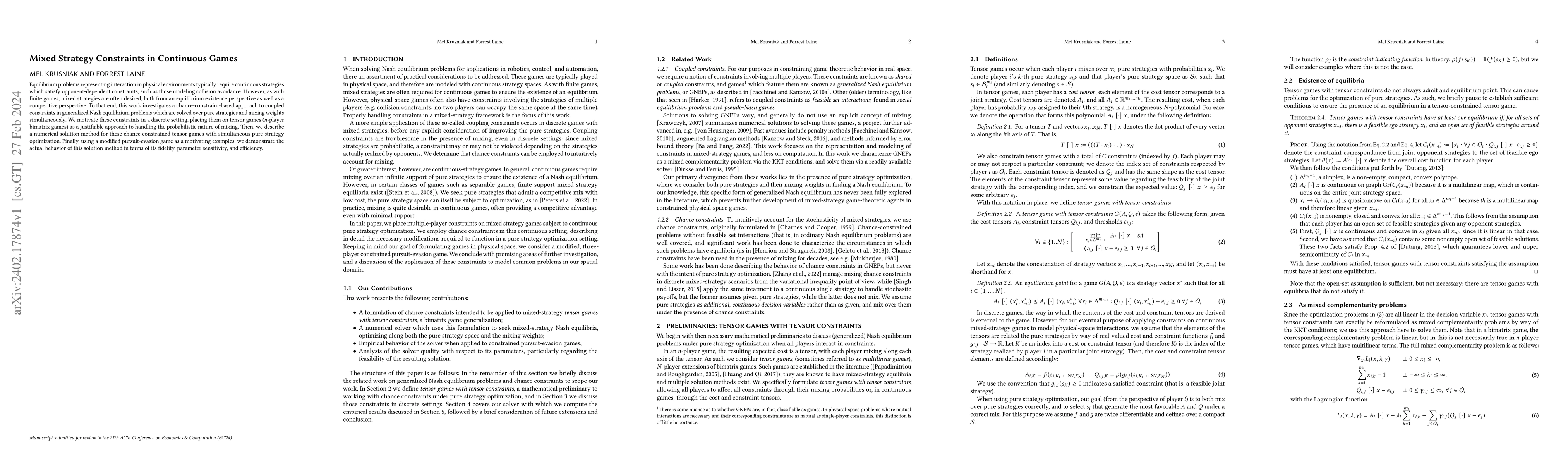 Thumbnail for Mixed Strategy Constraints in Continuous Games