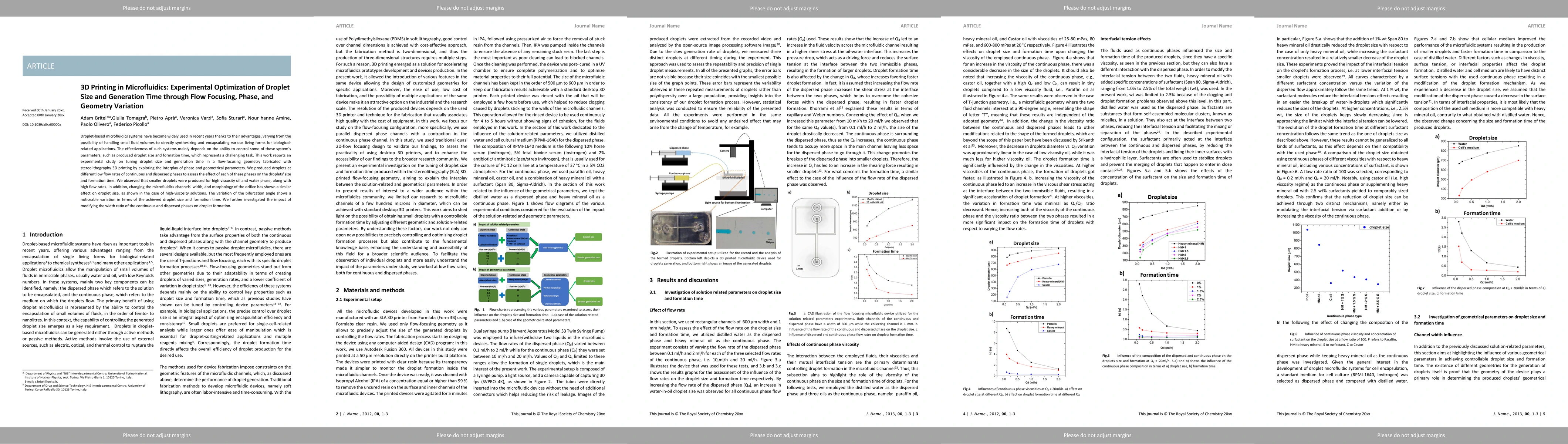 Thumbnail for 3D Printing in Microfluidics: Experimental Optimization of Droplet Size
  and Generation Time through Flow Focusing, Phase, and Geometry Variation