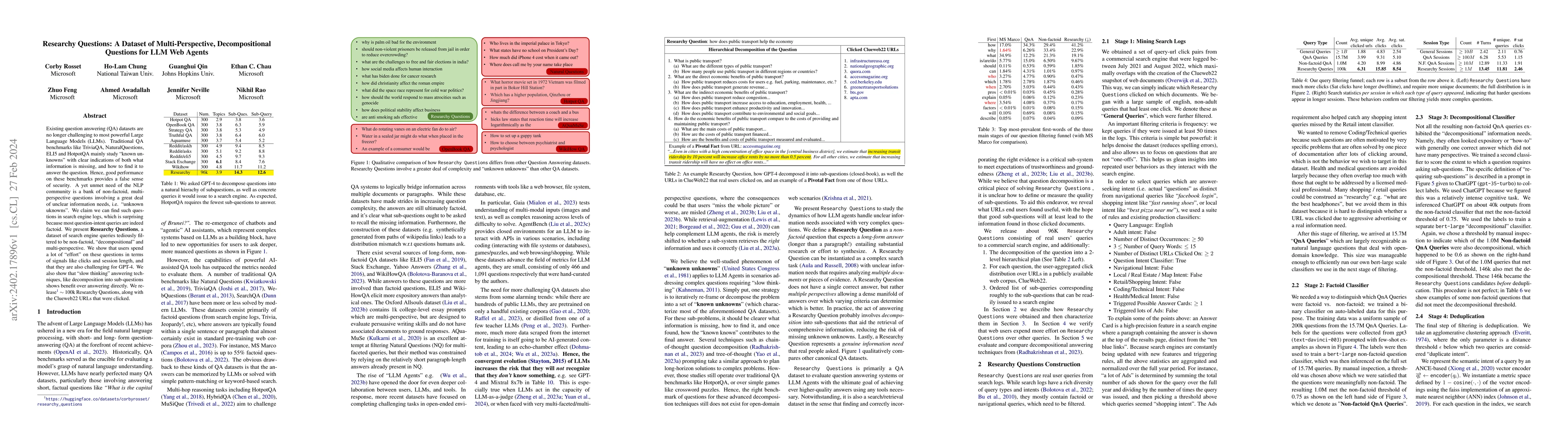 Thumbnail for Researchy Questions: A Dataset of Multi-Perspective, Decompositional
  Questions for LLM Web Agents