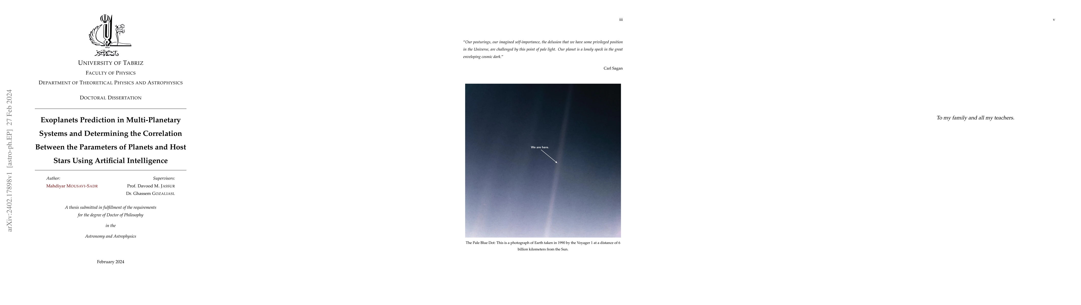 Thumbnail for Exoplanets Prediction in Multi-Planetary Systems and Determining the
  Correlation Between the Parameters of Planets and Host Stars Using Artificial
  Intelligence