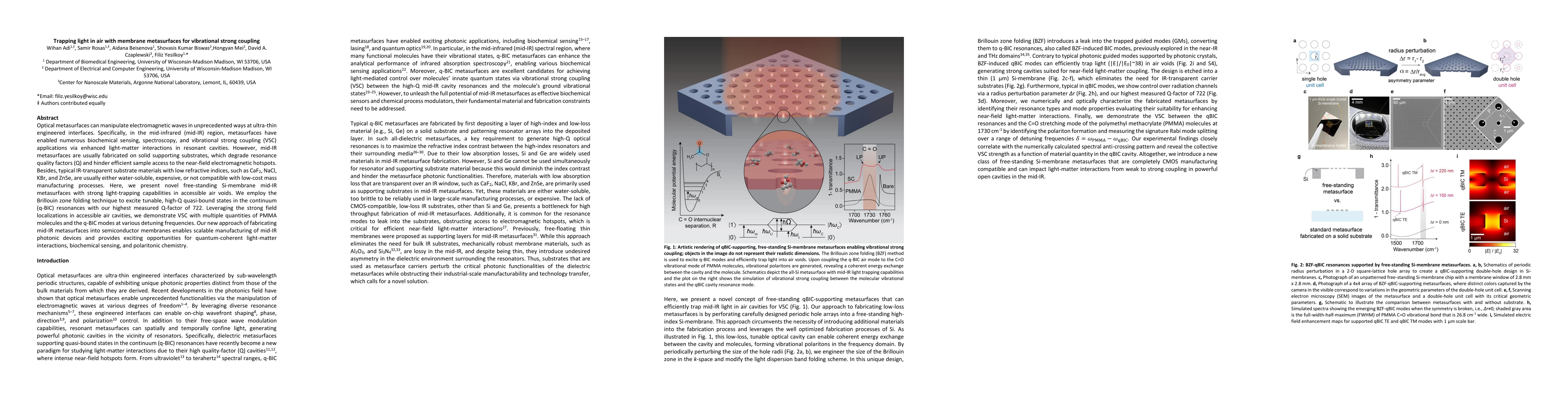 Thumbnail for Trapping light in air with membrane metasurfaces for vibrational strong
  coupling