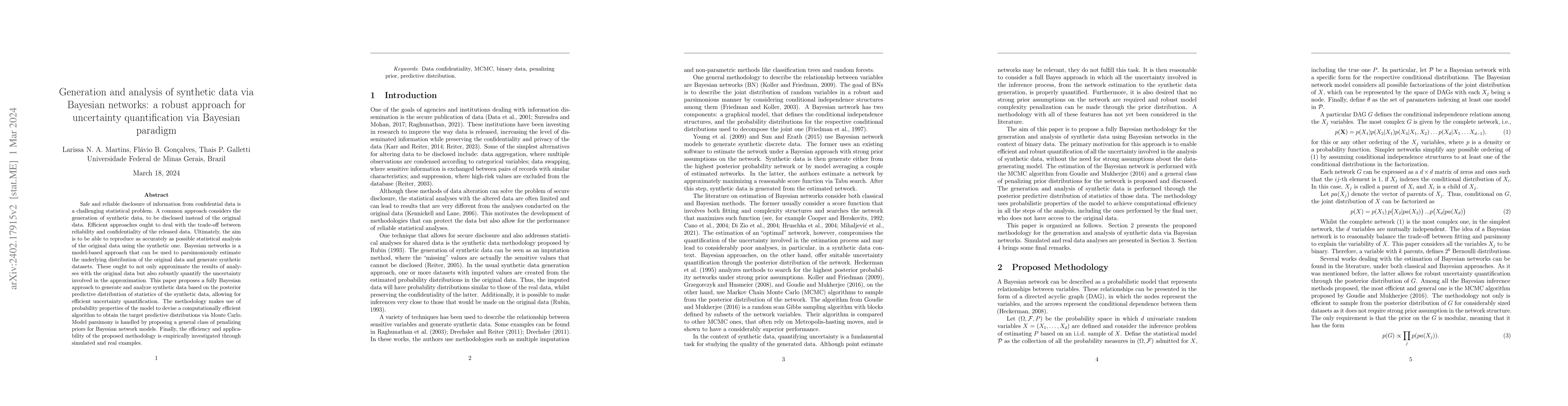 Thumbnail for Generation and analysis of synthetic data via Bayesian networks: a
  robust approach for uncertainty quantification via Bayesian paradigm