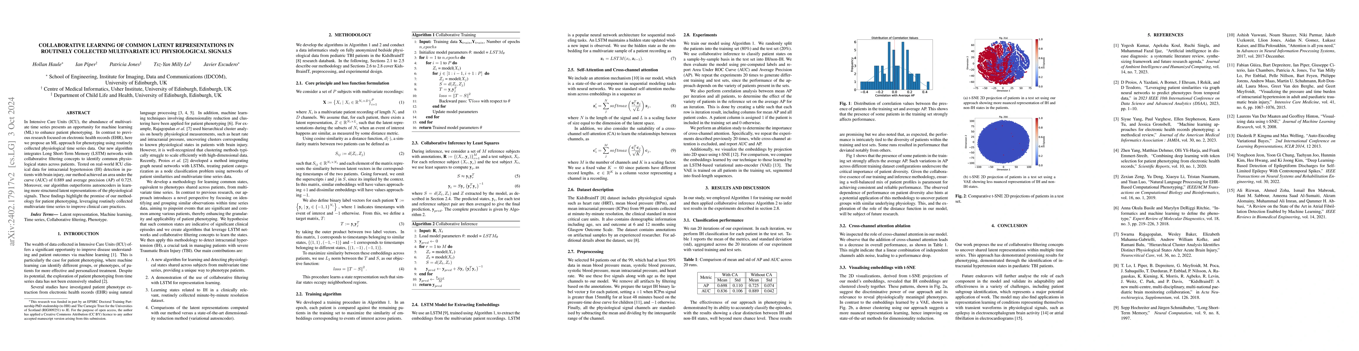 Thumbnail for Collaborative learning of common latent representations in routinely
  collected multivariate ICU physiological signals