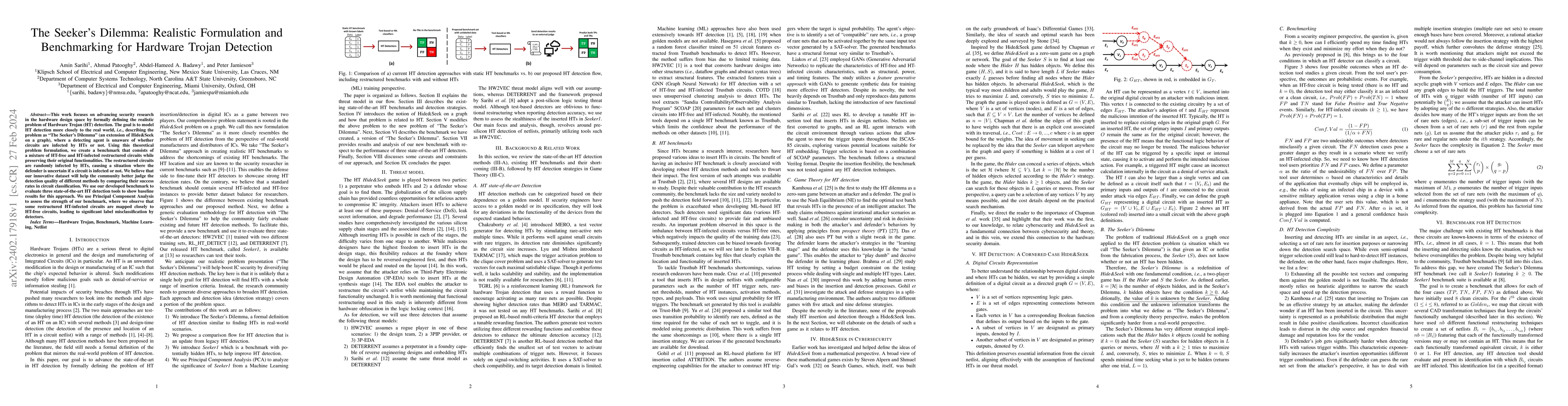 Thumbnail for The Seeker's Dilemma: Realistic Formulation and Benchmarking for
  Hardware Trojan Detection