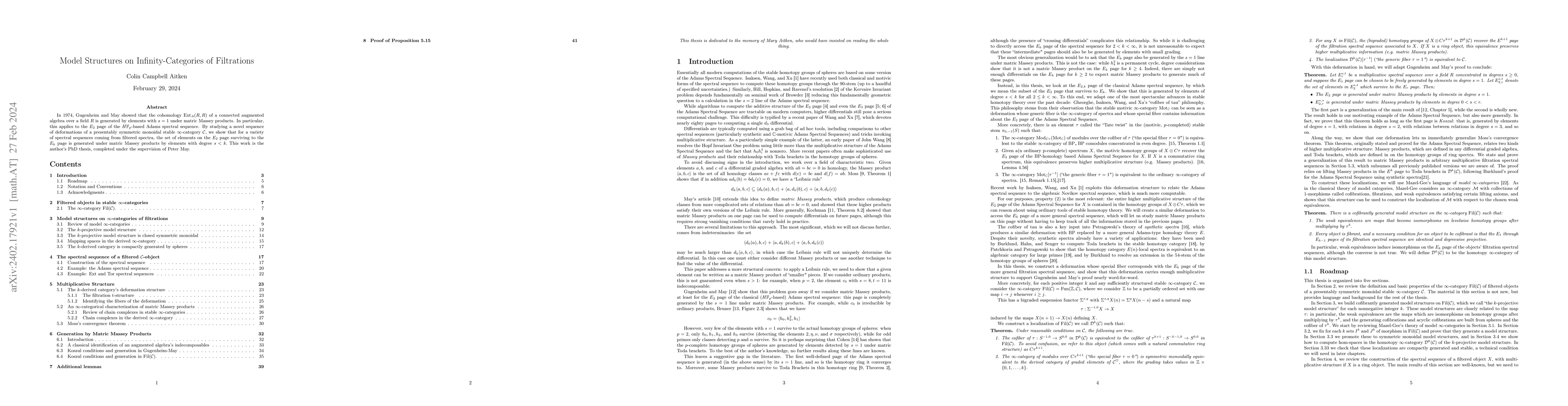Thumbnail for Model Structures on Infinity-Categories of Filtrations