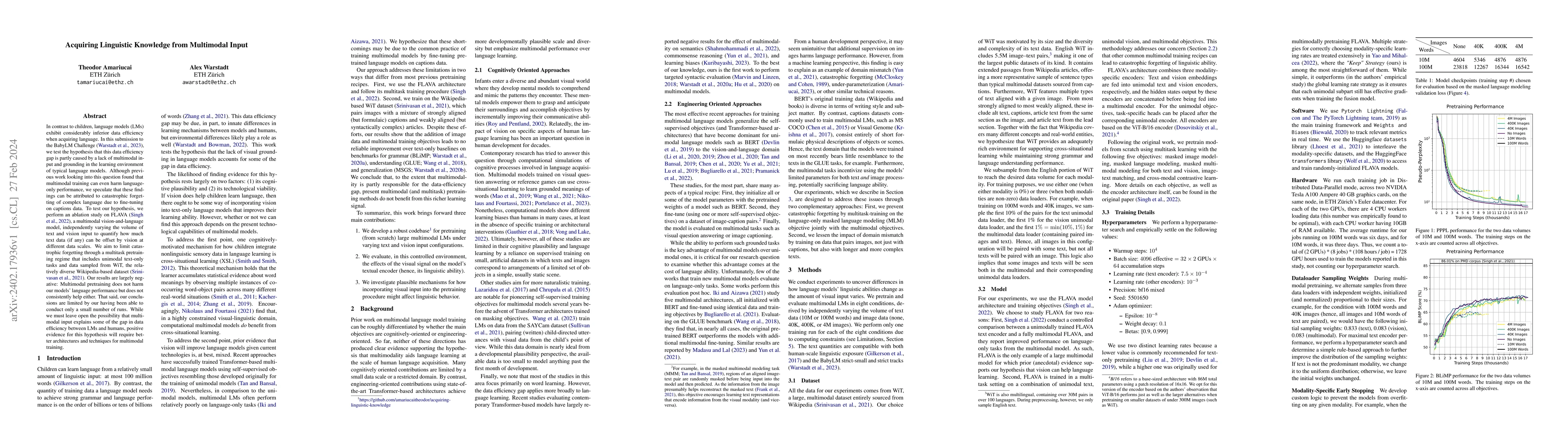 Thumbnail for Acquiring Linguistic Knowledge from Multimodal Input