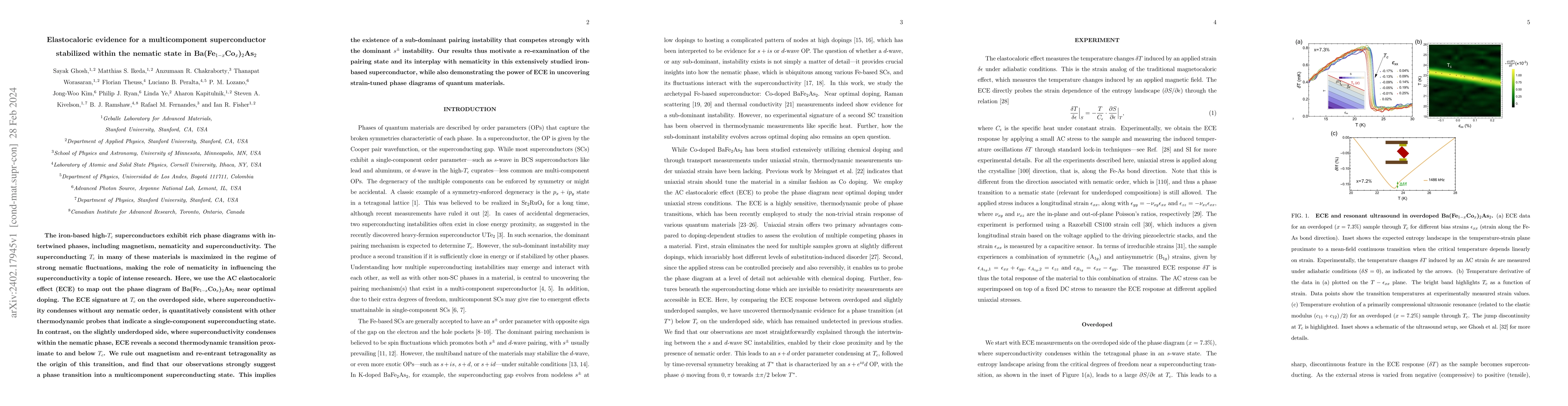 Thumbnail for Elastocaloric evidence for a multicomponent superconductor stabilized
  within the nematic state in Ba(Fe$_{1-x}$Co$_x$)$_2$As$_2$