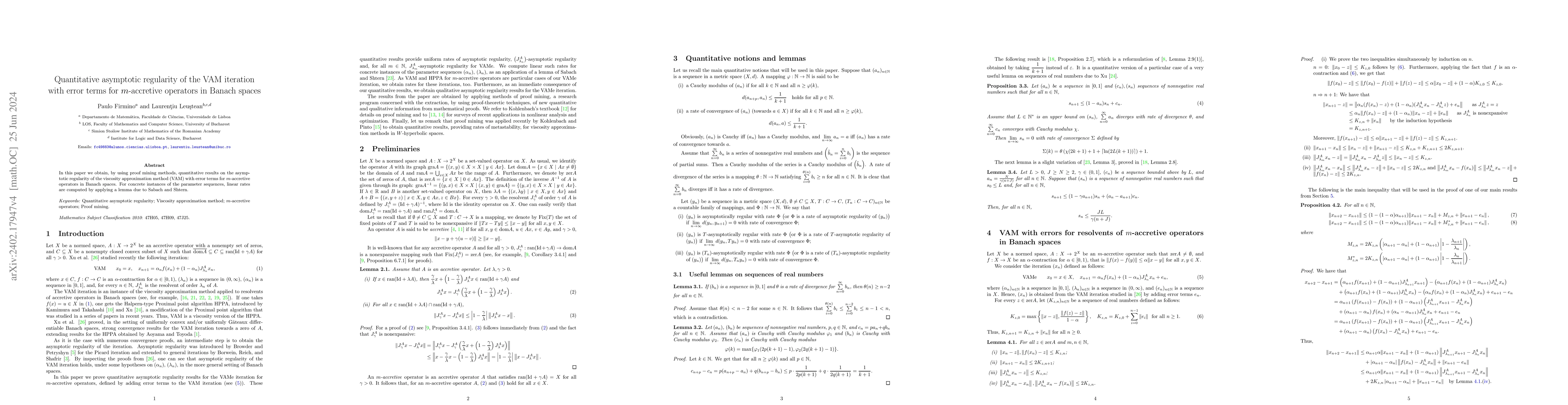 Thumbnail for Quantitative asymptotic regularity of the VAM iteration with error terms
  for m-accretive operators in Banach spaces