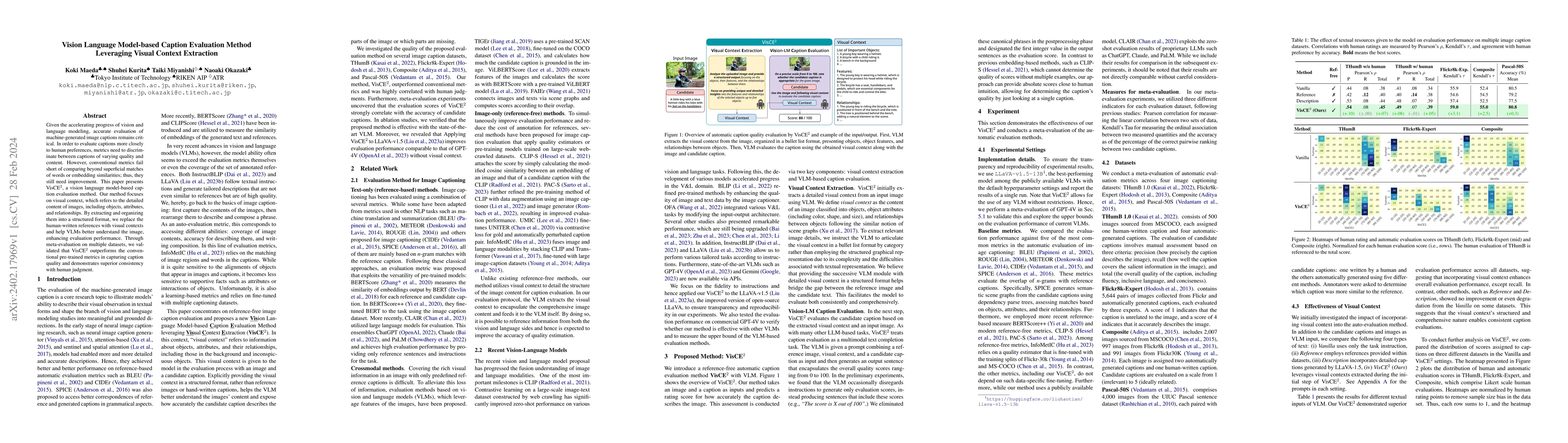 Thumbnail for Vision Language Model-based Caption Evaluation Method Leveraging Visual
  Context Extraction